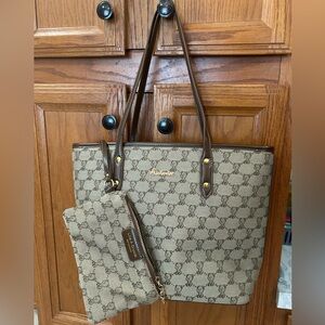 Cute Bear Monogram Beige and Brown Tote